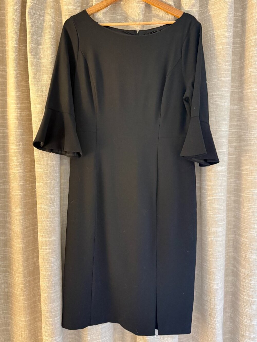 White House Black Market Black Bell Sleeve Sheath Dress Size 14